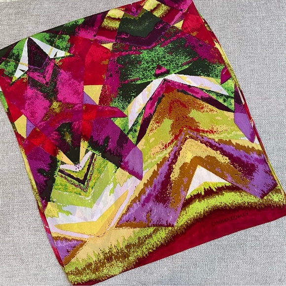 Cynthia Rowley 100% Silk Oblong 14” x 65” Pink Red Yellow Green White Lavender - Picture 1 of 5